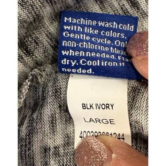 Apt. 9 Open Front Cardigan Womens Size Large Black White Lightweight Long Sleeve - Picture 5 of 7